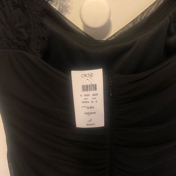 NWT cache black cocktail dress with lace size 8 - Picture 5 of 5